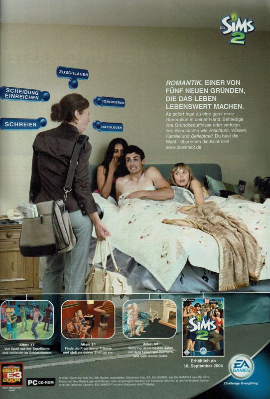 The Sims 2 Magazine Advertisement (Magazine Advertisements): GameStar (Germany), Issue 10/2004
