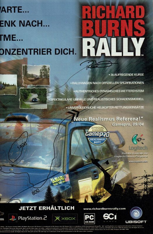 Richard Burns Rally Magazine Advertisement (Magazine Advertisements): GameStar (Germany), Issue 10/2004