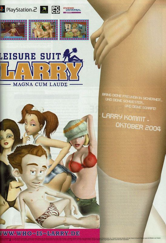 Leisure Suit Larry: Magna Cum Laude (Uncut and Uncensored!) Magazine Advertisement (Magazine Advertisements): GameStar (Germany), Issue 11/2004