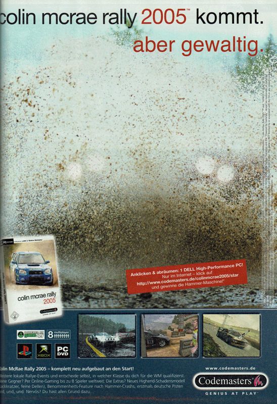 Colin McRae Rally 2005 Magazine Advertisement (Magazine Advertisements): GameStar (Germany), Issue 11/2004