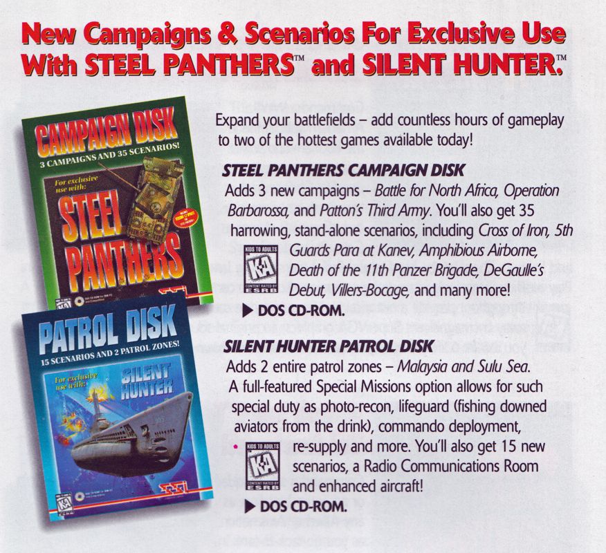 Silent Hunter Patrol Disk Catalogue (Catalogue Advertisements): SSI Catalog 1996-1997