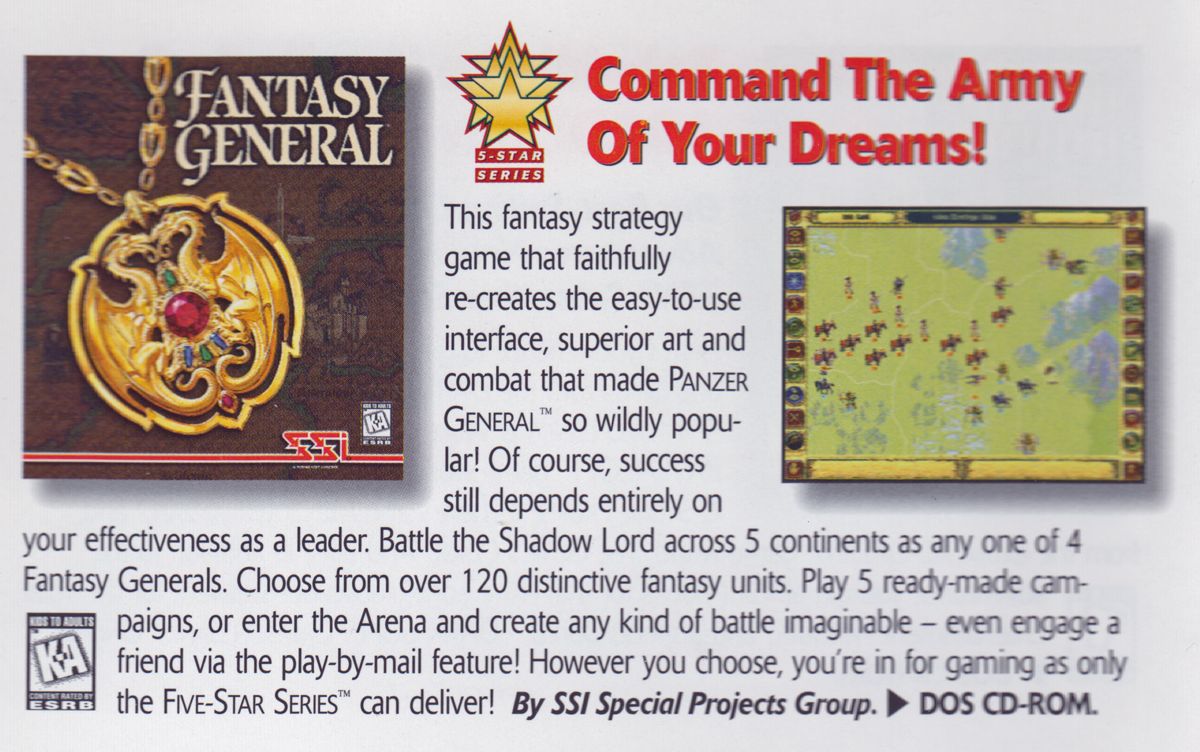 Fantasy General Catalogue (Catalogue Advertisements): SSI Catalog 1996-1997
