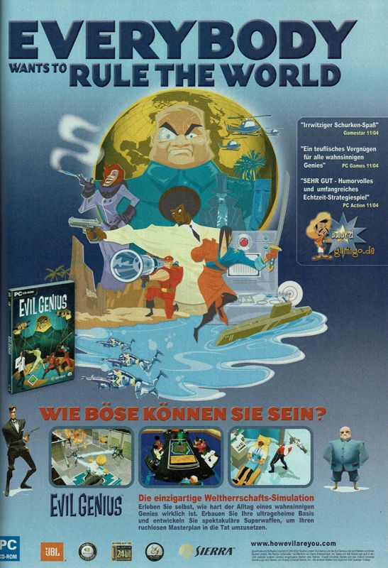 Evil Genius Magazine Advertisement (Magazine Advertisements): GameStar (Germany), Issue 12/2004