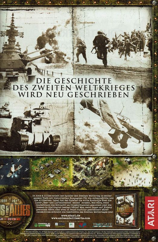 Axis & Allies Magazine Advertisement (Magazine Advertisements): GameStar (Germany), Issue 12/2004