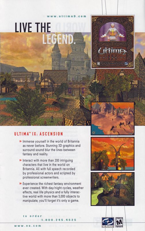 Ultima IX: Ascension Catalogue (Catalogue Advertisements): Electronic Arts PC Entertainment Catalog 2000