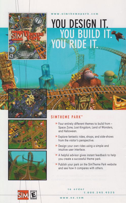 Sim Theme Park Catalogue (Catalogue Advertisements): Electronic Arts PC Entertainment Catalog 2000