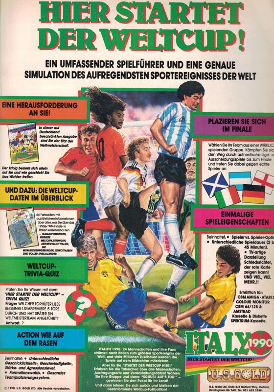 World Class Soccer Magazine Advertisement (Magazine Advertisements): Amiga Joker (Germany), Issue 6/1990