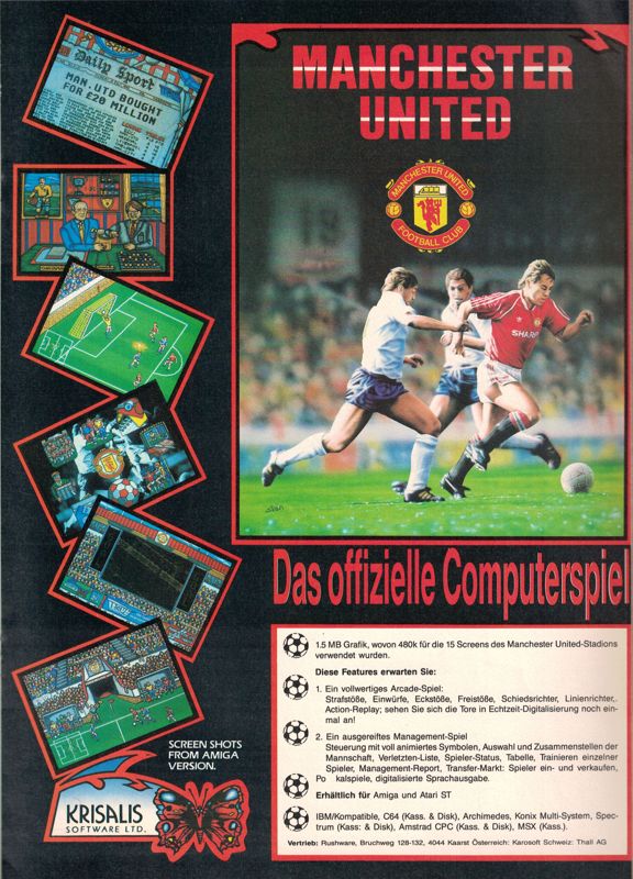 Manchester United Magazine Advertisement (Magazine Advertisements): Amiga Joker (Germany), Issue 6/1990