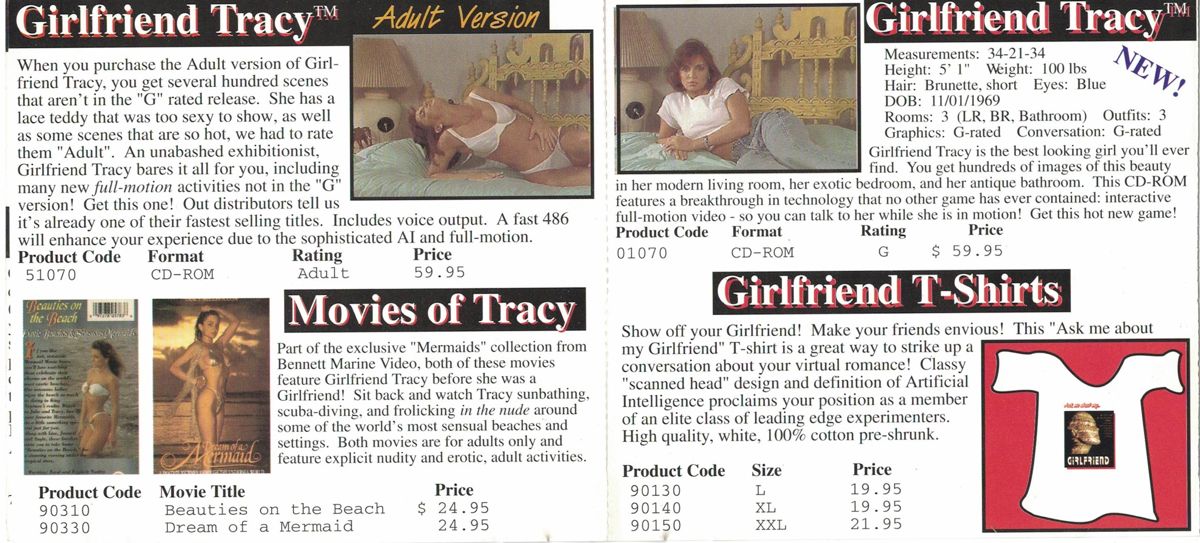 Girlfriend Tracy Other (Product Catalog): Artificial Intelligence Product Catalog From the Product Catalog attached in the package