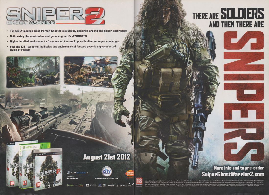 Sniper: Ghost Warrior 2 Magazine Advertisement (Magazine Advertisements): PSM3 (United Kingdom), Issue 155 (August 2012)
