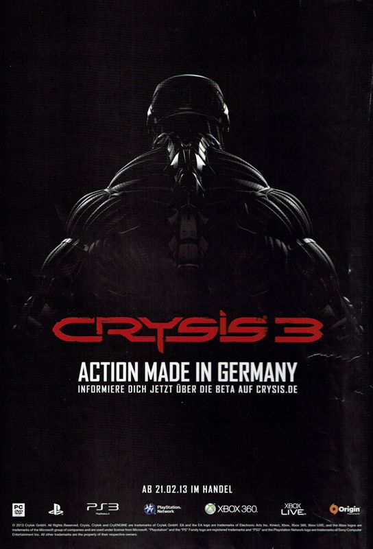 Crysis 3 Magazine Advertisement (Magazine Advertisements): GameStar (Germany), Issue 03/2013