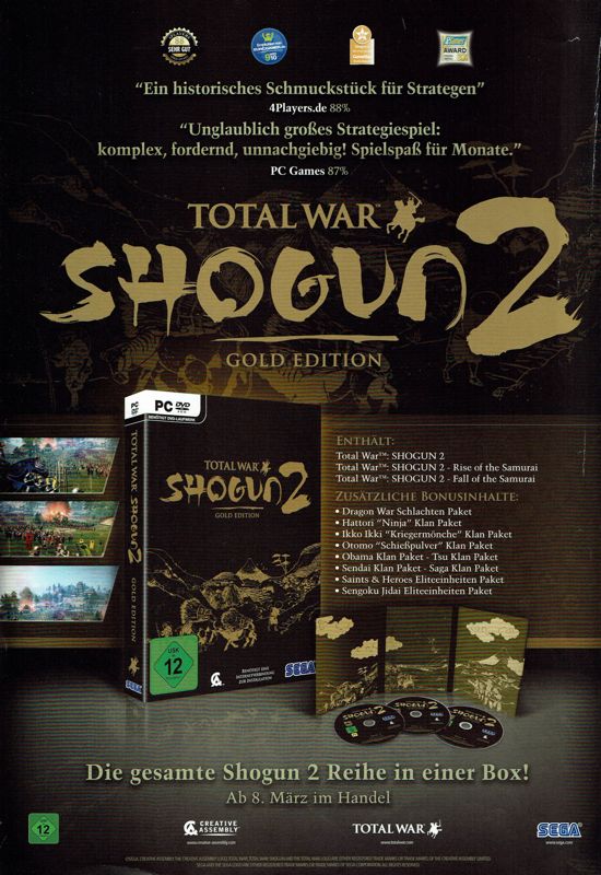 Total War: Shogun 2 - Gold Edition Magazine Advertisement (Magazine Advertisements): GameStar (Germany), Issue 04/2013