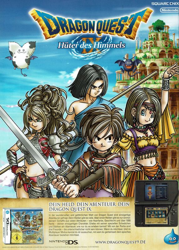 Dragon Quest IX: Sentinels of the Starry Skies Magazine Advertisement (Magazine Advertisements): PC Games (Germany), Issue 08/2010