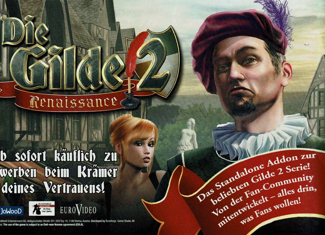 The Guild 2: Renaissance Magazine Advertisement (Magazine Advertisements): PC Games (Germany), Issue 08/2010