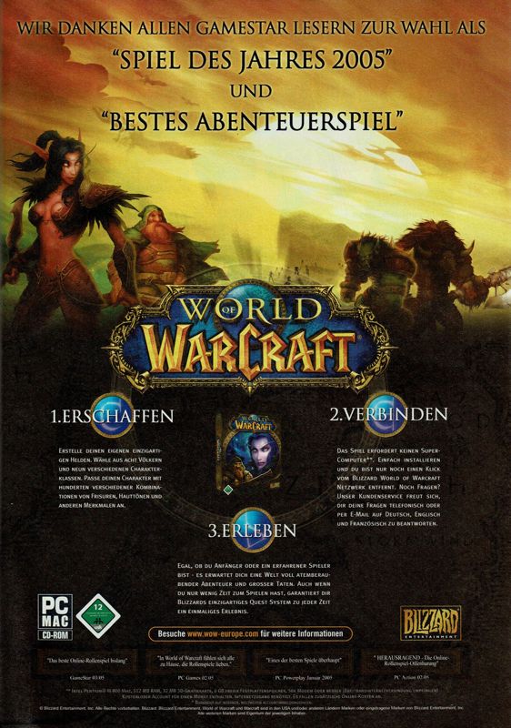 World of WarCraft Magazine Advertisement (Magazine Advertisements): GameStar (Germany), Issue 05/2006