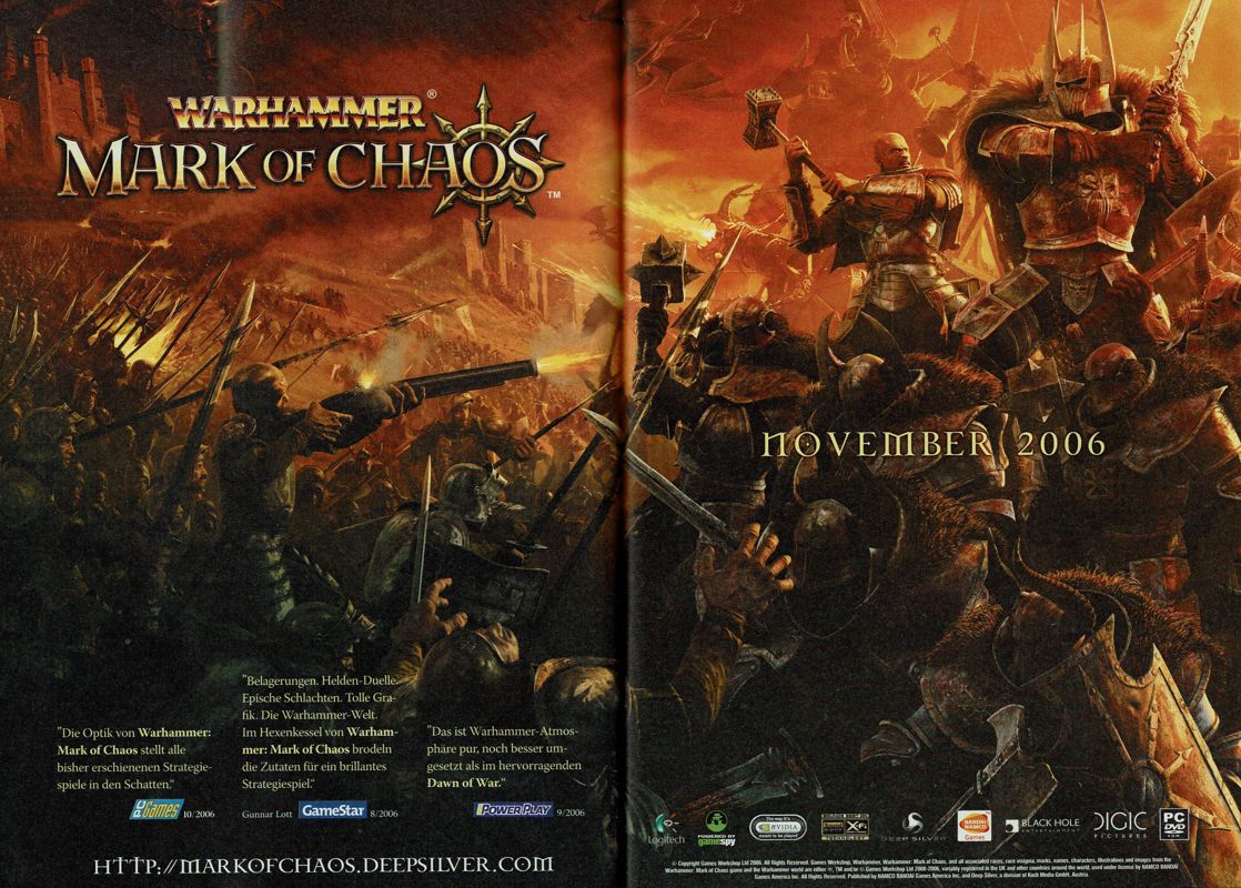 Warhammer: Mark of Chaos Magazine Advertisement (Magazine Advertisements): GameStar (Germany), Issue 11/2006