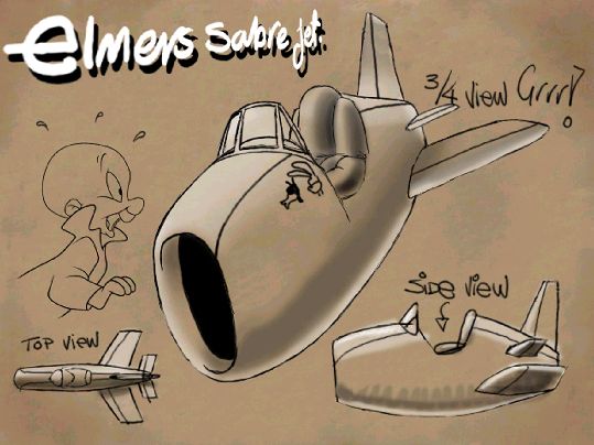 Looney Tunes: Space Race Concept Art (Infogrames Additional E3 Art): Elmer's Sabre Jet