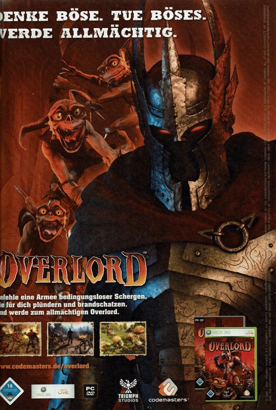 Overlord Magazine Advertisement (Magazine Advertisements): GameStar (Germany), Issue 09/2007