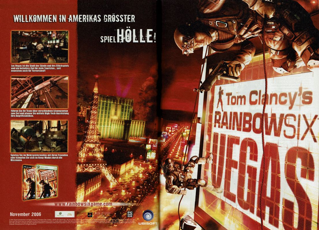 Tom Clancy's Rainbow Six: Vegas Magazine Advertisement (Magazine Advertisements): GameStar (Germany), Issue 01/2007