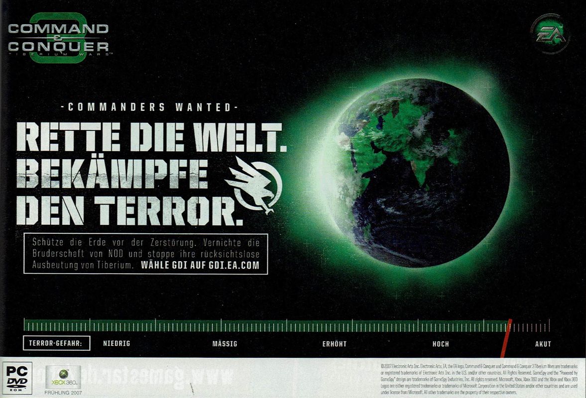 Command & Conquer 3: Tiberium Wars Magazine Advertisement (Magazine Advertisements): GameStar (Germany), Issue 04/2007