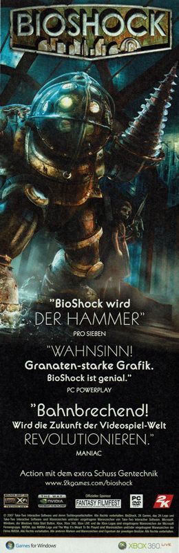 BioShock Magazine Advertisement (Magazine Advertisements): GameStar (Germany), Issue 09/2007