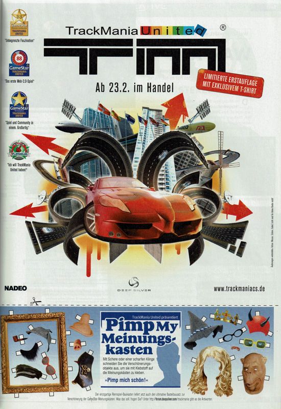 TrackMania United Magazine Advertisement (Magazine Advertisements): GameStar (Germany), Issue 04/2007