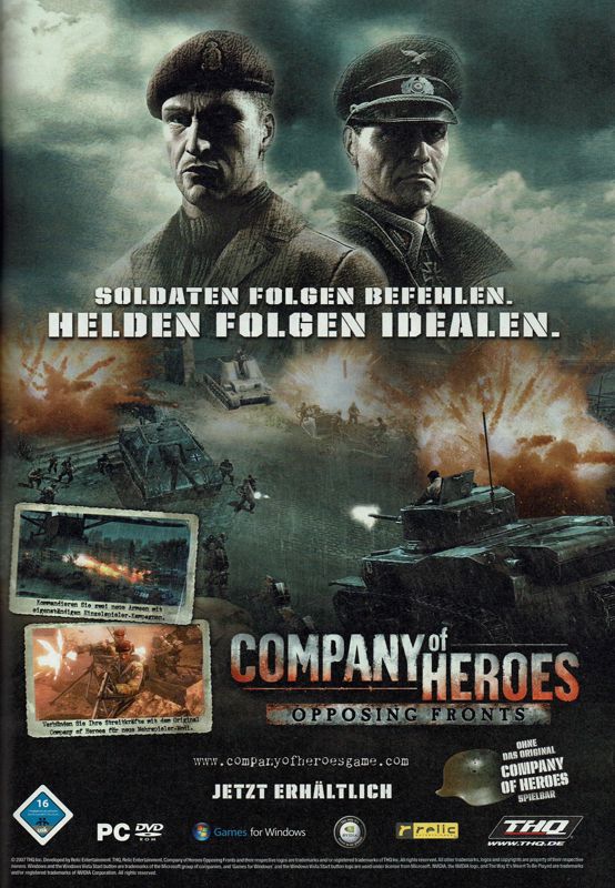 Company of Heroes: Opposing Fronts Magazine Advertisement (Magazine Advertisements): GameStar (Germany), Issue 11/2007