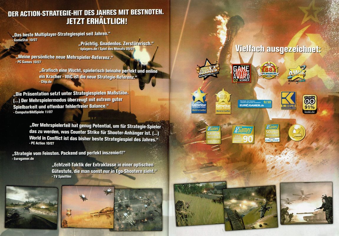 World in Conflict Magazine Advertisement (Magazine Advertisements): GameStar (Germany), Issue 12/2007 Insert, Part 4