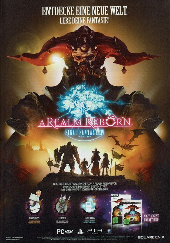 Final Fantasy XIV Online: A Realm Reborn Magazine Advertisement (Magazine Advertisements): GameStar (Germany), Issue 08/2013