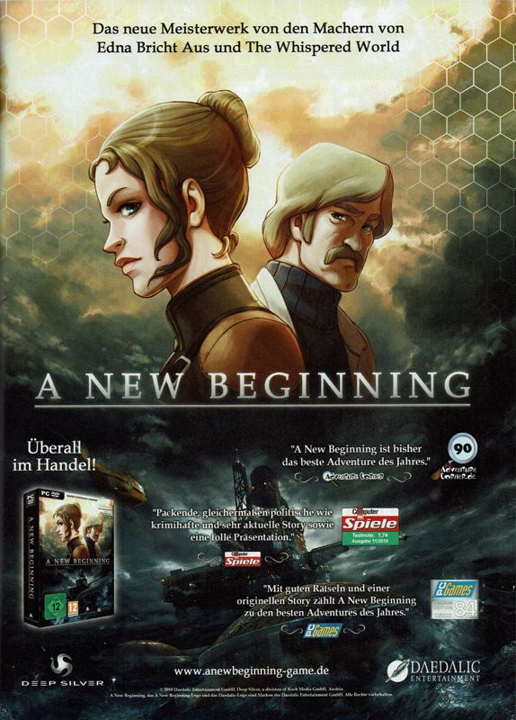 A New Beginning Magazine Advertisement (Magazine Advertisements): PC Games (Germany), Issue 12/2010