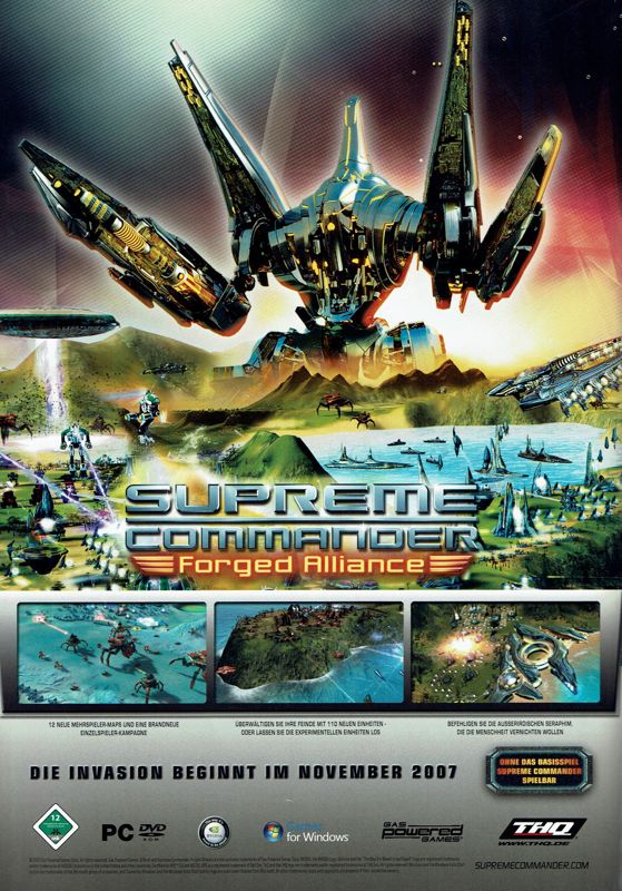 Supreme Commander: Forged Alliance Magazine Advertisement (Magazine Advertisements): GameStar (Germany), Issue 01/2008
