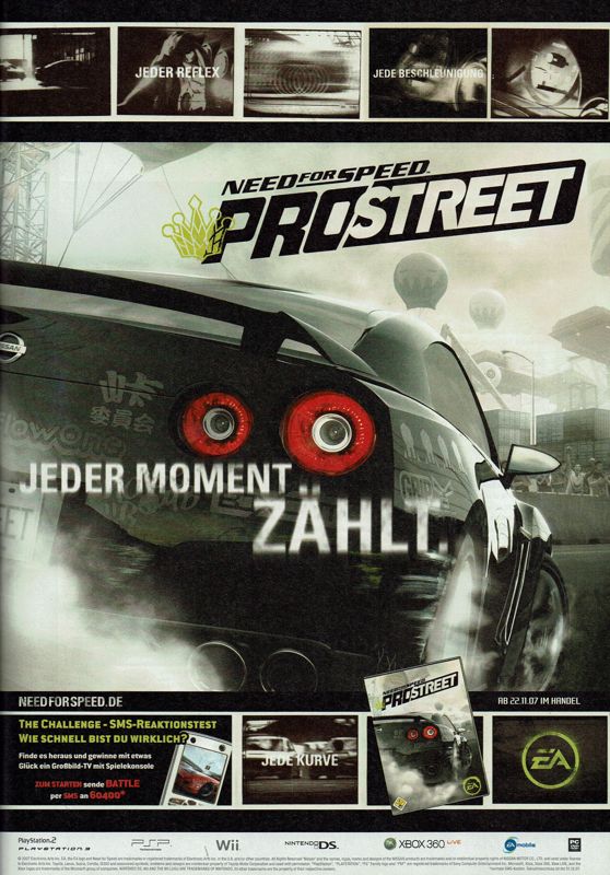 Need for Speed: ProStreet Magazine Advertisement (Magazine Advertisements): GameStar (Germany), Issue 01/2008