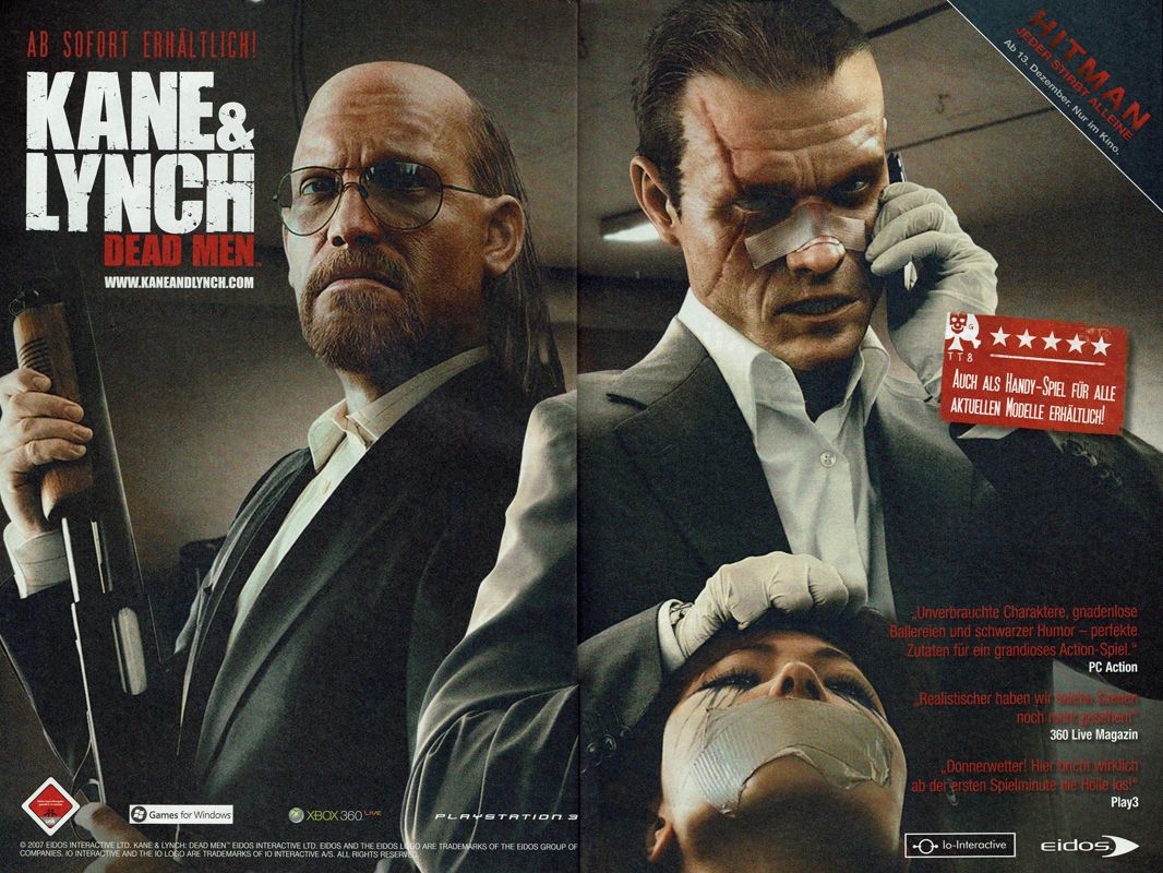 Kane & Lynch: Dead Men Magazine Advertisement (Magazine Advertisements): GameStar (Germany), Issue 01/2008