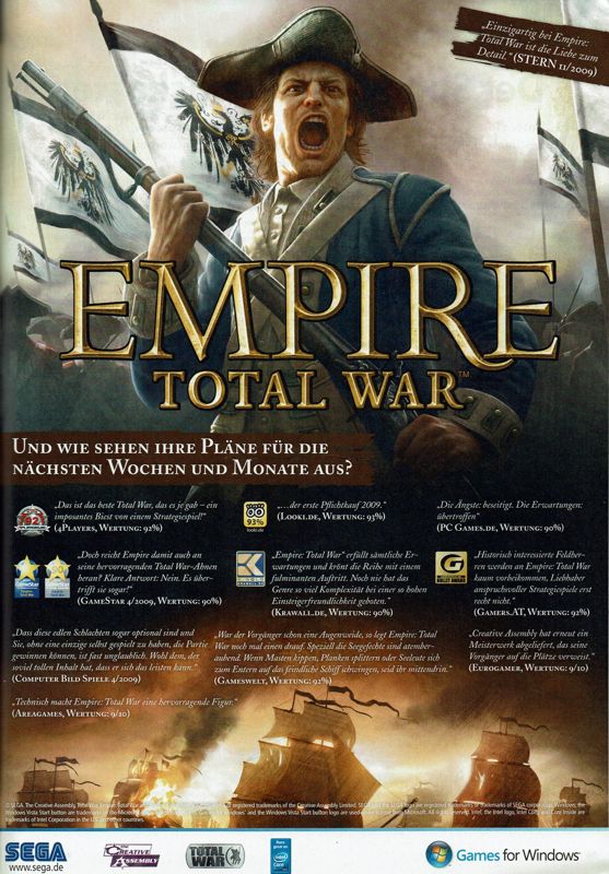 Empire: Total War Magazine Advertisement (Magazine Advertisements): GameStar (Germany), Issue 05/2009
