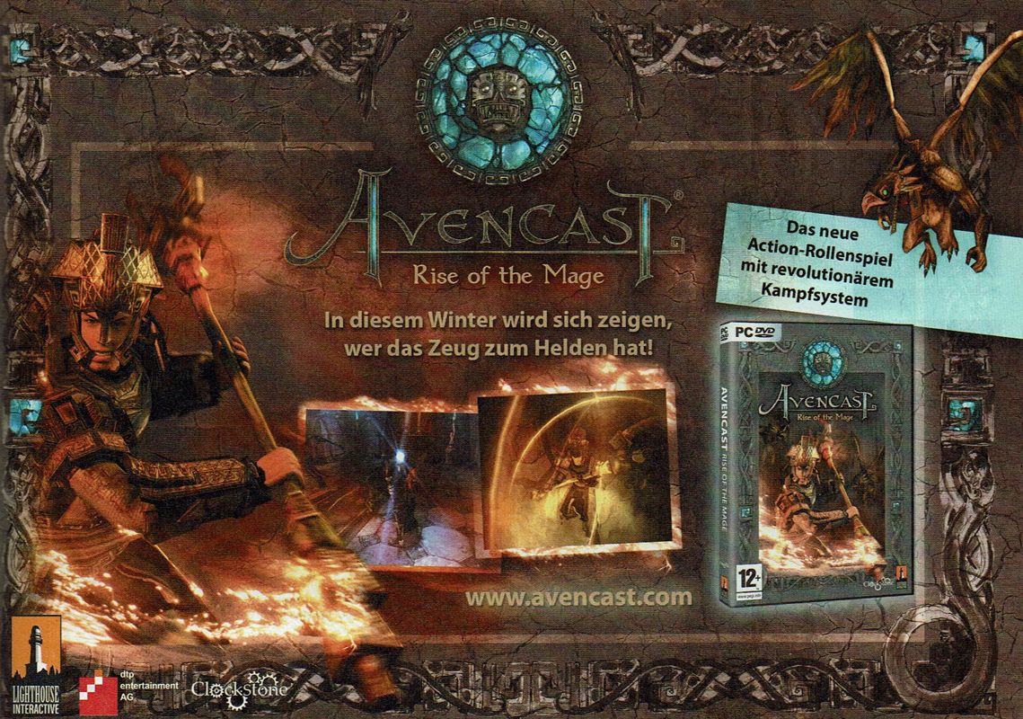 Avencast: Rise of the Mage Magazine Advertisement (Magazine Advertisements): GameStar (Germany), Issue 01/2008