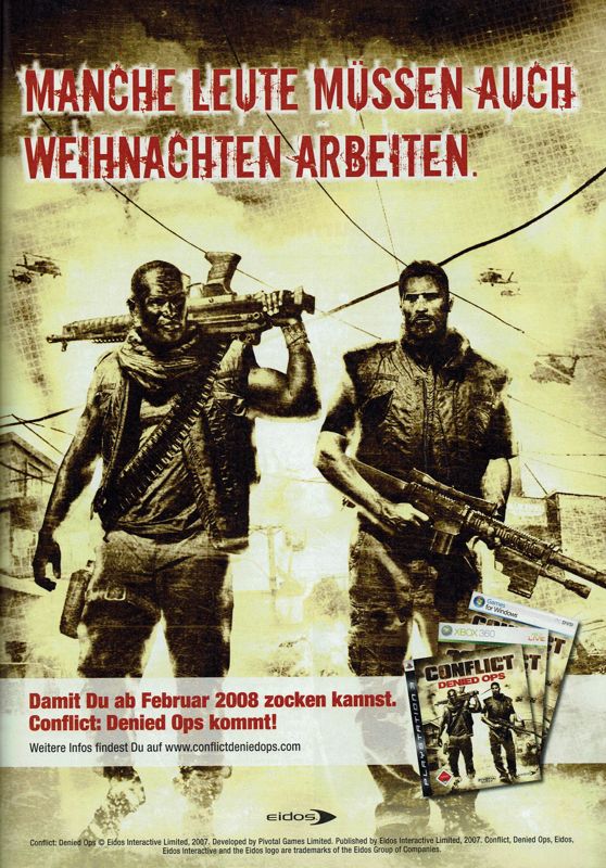 Conflict: Denied Ops Magazine Advertisement (Magazine Advertisements): GameStar (Germany), Issue 02/2008