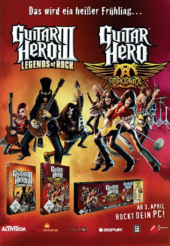 Guitar Hero III: Legends of Rock Magazine Advertisement (Magazine Advertisements): GameStar (Germany), Issue 05/2009