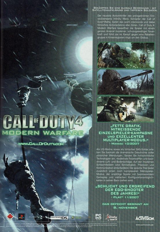 Call of Duty 4: Modern Warfare Magazine Advertisement (Magazine Advertisements): GameStar (Germany), Issue 02/2008
