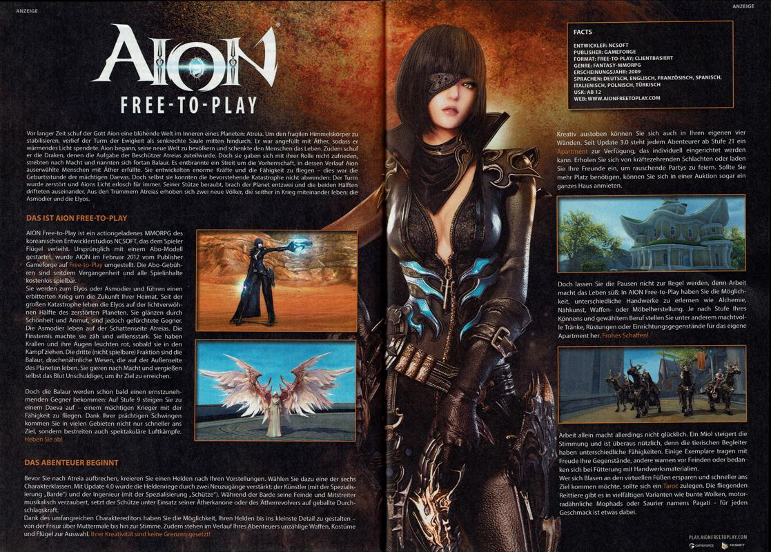 Aion Magazine Advertisement (Magazine Advertisements): GameStar (Germany), Issue 04/2014 Part 1