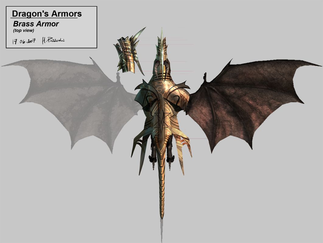Divinity II: Ego Draconis Concept Art (Divinity II: Ego Draconis Marketing Kit): Dragon's Armors: Brass Armor (top view)