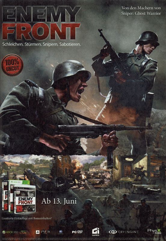 Enemy Front Magazine Advertisement (Magazine Advertisements): GameStar (Germany), Issue 06/2014