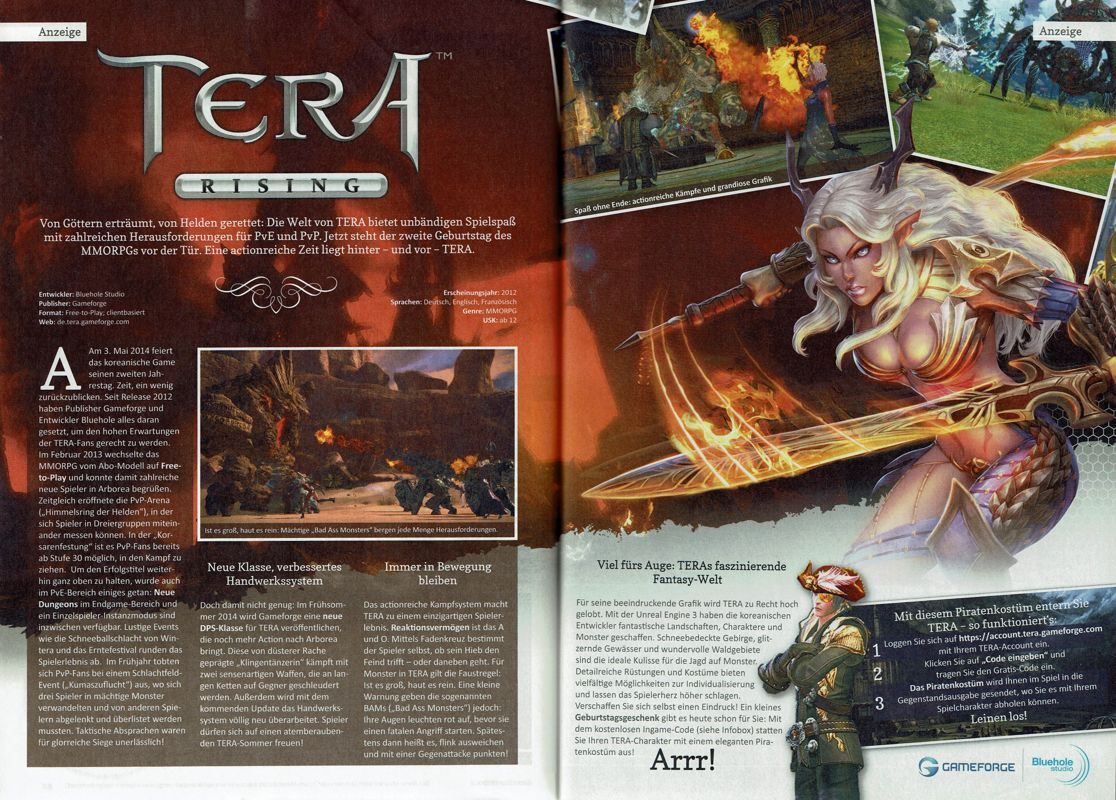 Tera Magazine Advertisement (Magazine Advertisements): GameStar (Germany), Issue 05/2014