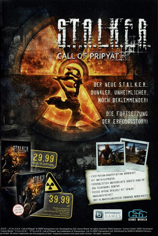 S.T.A.L.K.E.R.: Call of Pripyat Magazine Advertisement (Magazine Advertisements): GameStar (Germany), Issue 12/2009