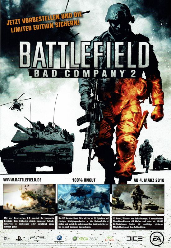 Battlefield: Bad Company 2 Magazine Advertisement (Magazine Advertisements): GameStar (Germany), Issue 03/2010
