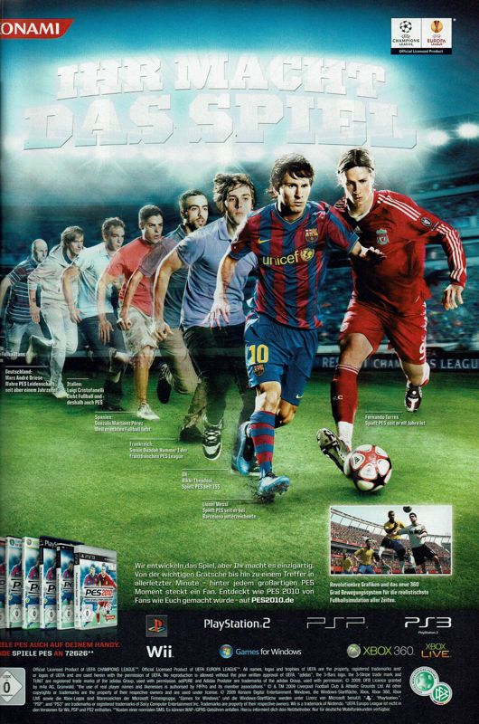 PES 2010: Pro Evolution Soccer Magazine Advertisement (Magazine Advertisements): GameStar (Germany), Issue 12/2009