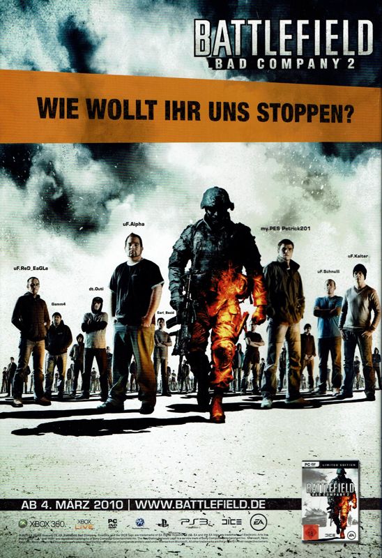 Battlefield: Bad Company 2 Magazine Advertisement (Magazine Advertisements): GameStar (Germany), Issue 04/2010
