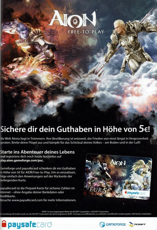 Aion Magazine Advertisement (Magazine Advertisements): GameStar (Germany), Issue 12/2014