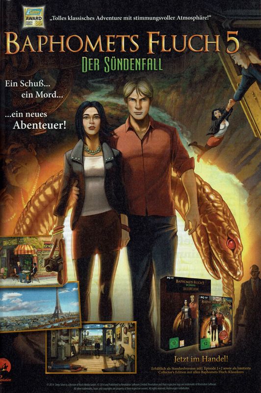 Broken Sword 5: The Serpent's Curse Magazine Advertisement (Magazine Advertisements): GameStar (Germany), Issue 07/2014