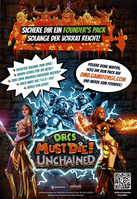Orcs Must Die!: Unchained Magazine Advertisement (Magazine Advertisements): GameStar (Germany), Issue 09/2014