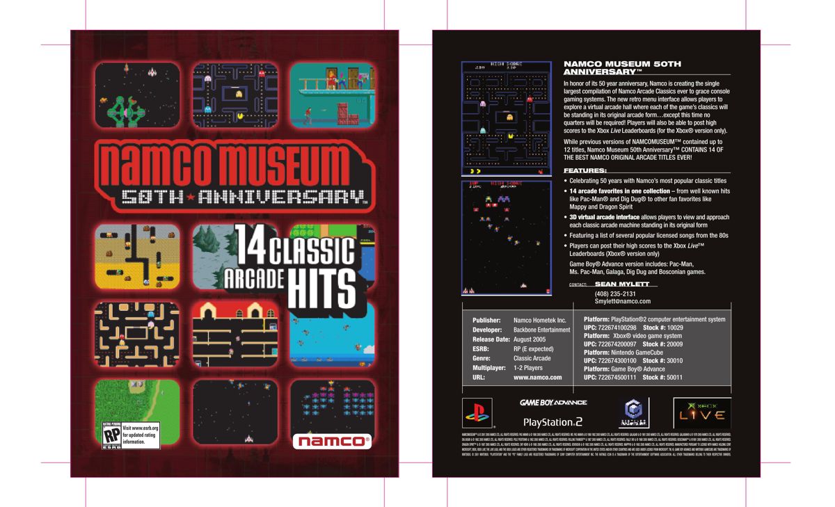 Namco Museum: 50th Anniversary Other (Namco 2005 Marketing Assets CD-ROM): Sell sheet